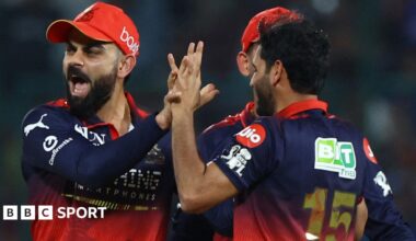 Virat Kohli celebrates a wicket for RCB