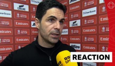 Arsenal manager Mikel Arteta reacts to Arsenal's loss against Southampton in the FA Cup