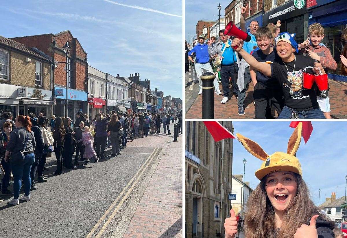 Hundreds queue from early hours ahead of opening of new Tokyo Toys store at the The Forum Shopping Centre, Sittingbourne