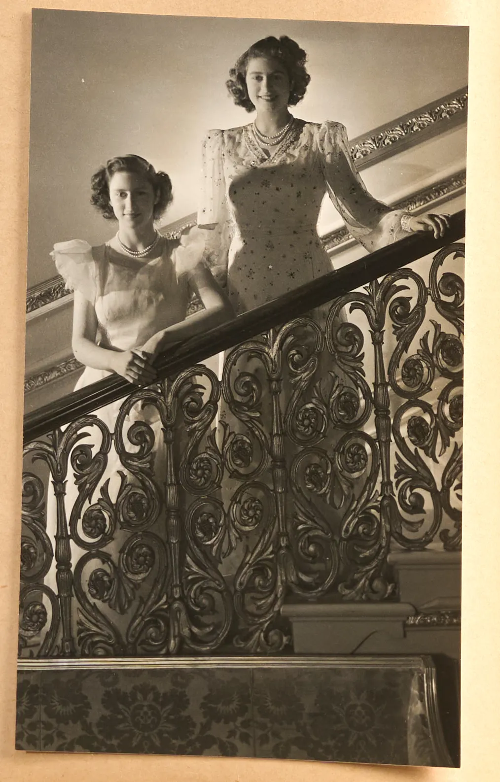 Collage of photographs from the Miller-Beaton scrapbook, including Princess Elizabeth, Duke of Kent, and Queen at a lace exhibition.