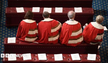 Peers find their places in the House of Lords before the State Opening Of Parliament at Houses of Parliament in 2017