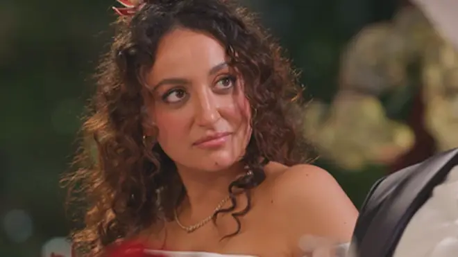 Juliette pictured looking shocked during Joel's mum's speech.