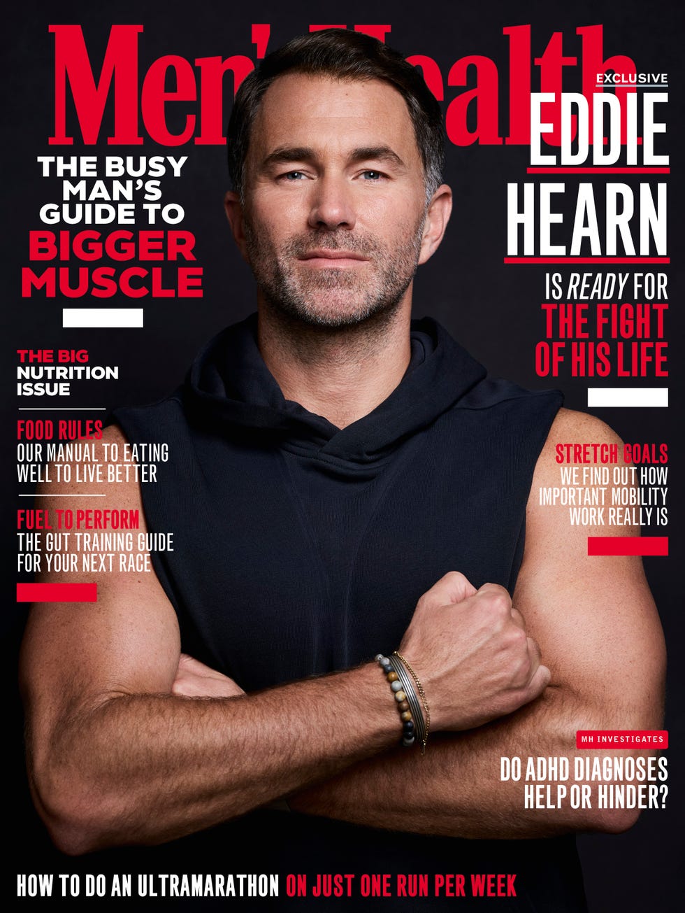 mens health magazine cover featuring a male figure with a blurred face