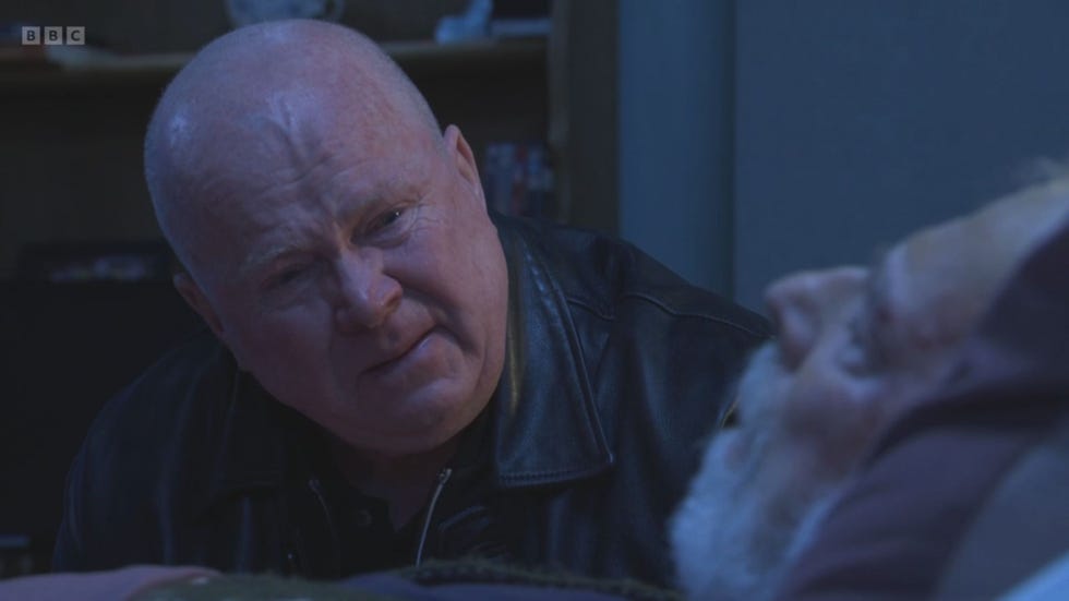 EastEnders, Phil Mitchell and Nigel Bates eastenders, phil mitchell crying as nigel bates lies in bed, out of focus
