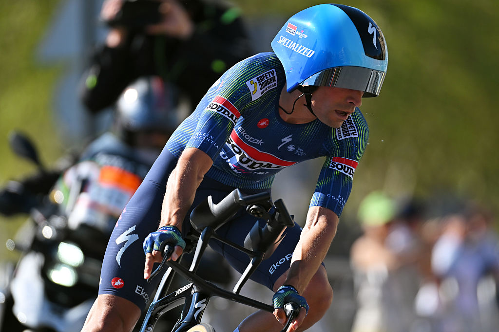 BILBAO, SPAIN - APRIL 06: Mikel Landa of Spain and Team Soudal Quick-Step competes during the 65th Itzulia Basque Country 2026, Stage 1 a 13.8km individual time trial stage from Bilbao to Bilbao / #UCIWT / on April 06, 2026 in Bilbao, Spain. (Photo by Tim de Waele/Getty Images)