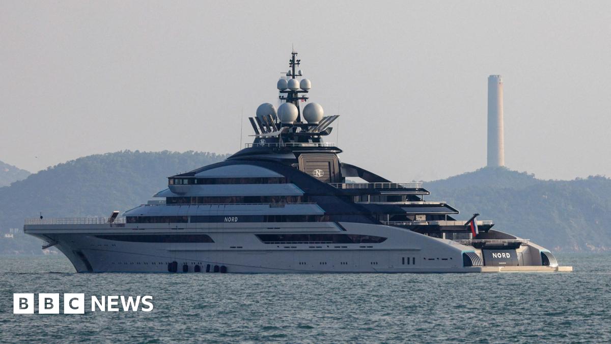 The 465-foot superyacht "Nord", linked to the sanctioned Russian oligarch Alexey Mordashov is seen docked, in Hong Kong.