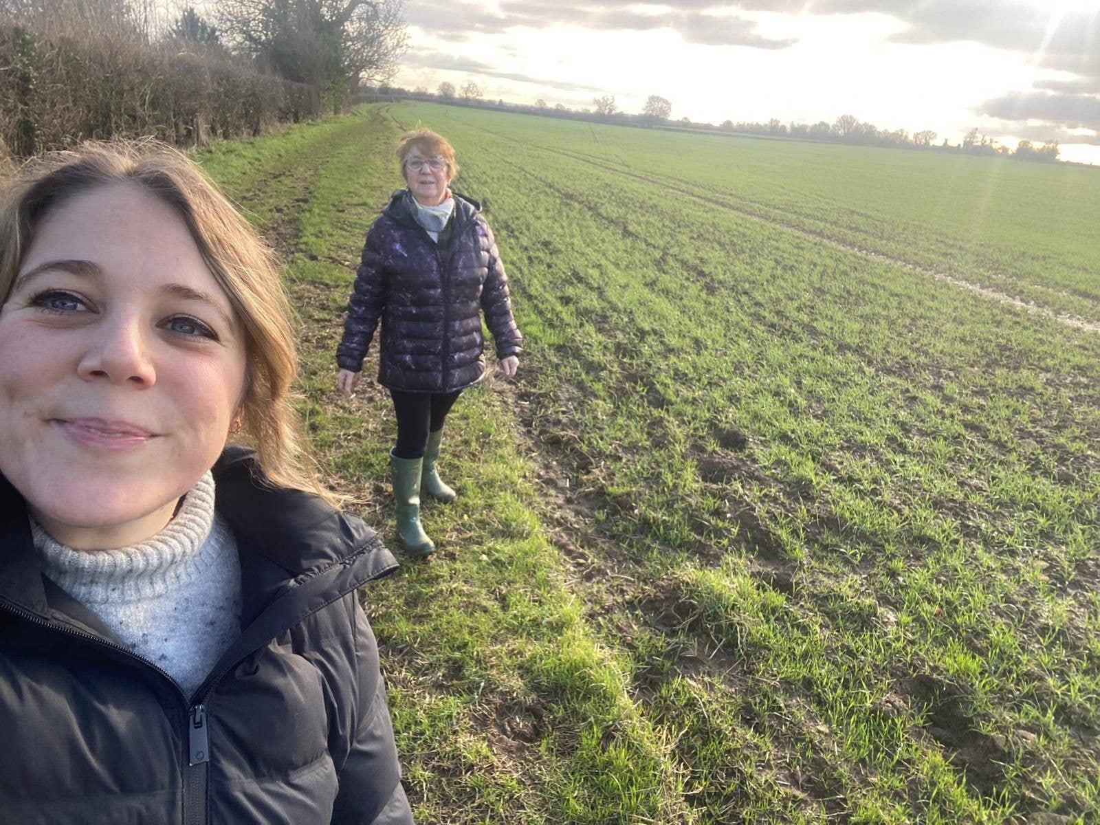 two people on a walk in the country