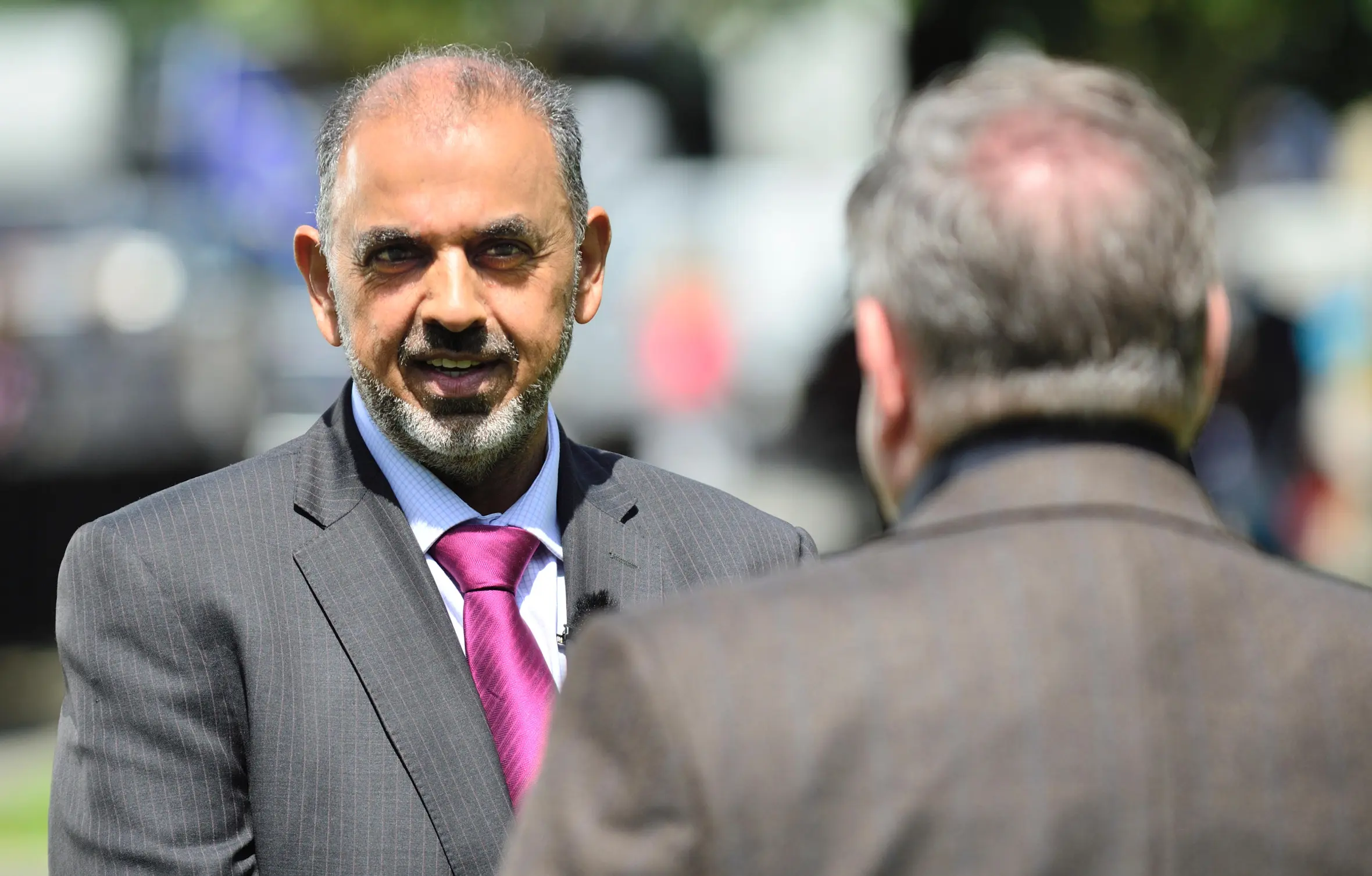 Baron Ahmed being interviewed on College Green.