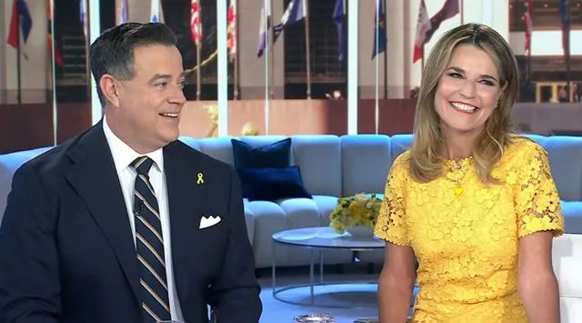 Carson Daly and Savannah Guthrie share a laugh on the 'Today' show on Monday, April 6.Credit: NBC