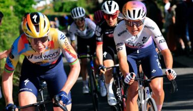 Anna van der Breggen and Paula Blasi racing at Li&egrave;ge-Bastogne-Li&egrave;ge