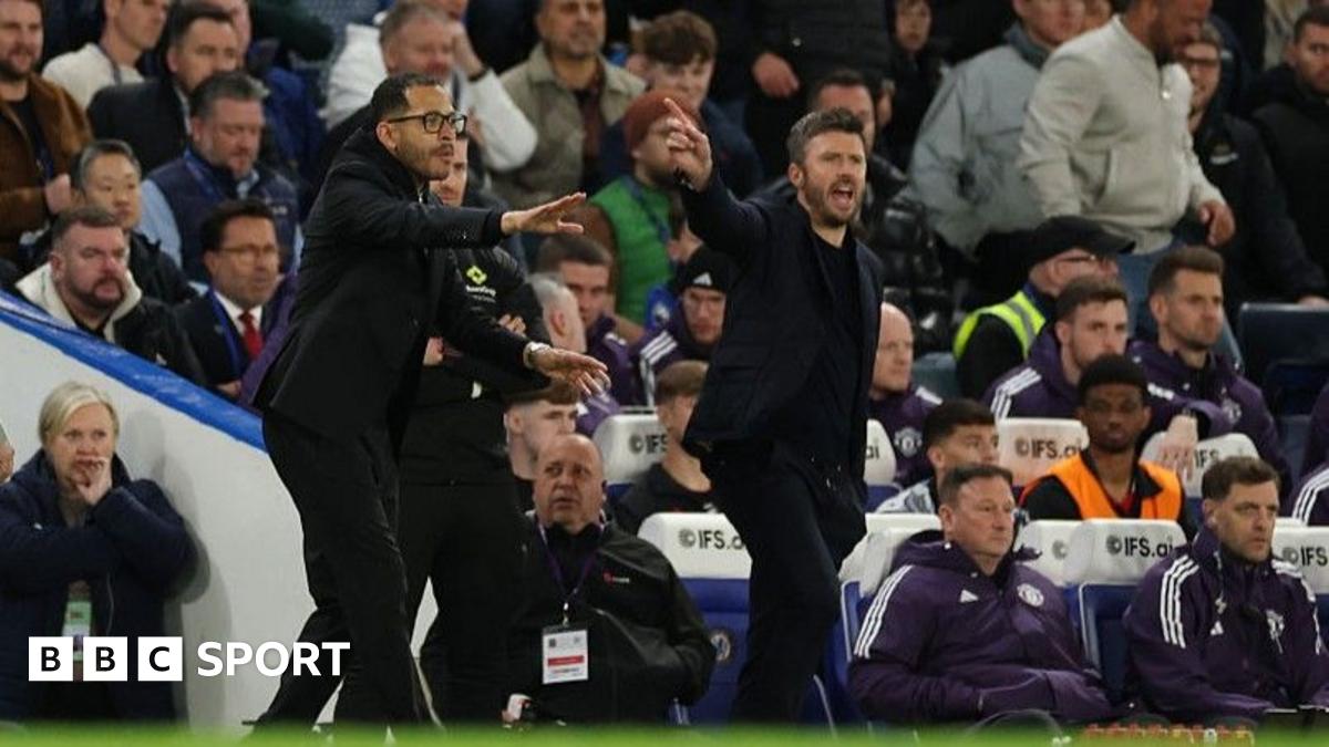 Liam Rosenior (left) and Michael Carrick at Stamford Bridge