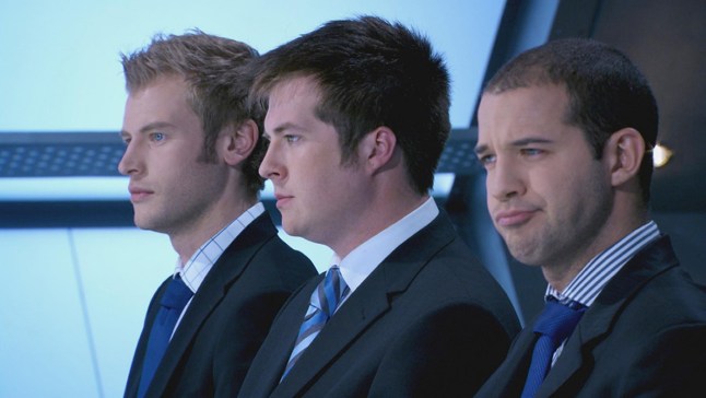 Embargoed to 2201 Wednesday December 1 Undated BBC handout of Apprentice candidates (left to right) Chris, Stuart and Jamie in the boardroom as Laura Moore became the latest candidate to be fired. She claimed today the experience had taught her to "chill out". PRESS ASSOCIATION Photo. Issue date: Wednesday December 01, 2010. The 22-year-old business development manager was constantly seen losing her temper on the BBC1 show, clashing with her fellow candidates and having many heated arguments and rants. Moore said: " I've lowered my tone a lot. I think I've learned to just chill out a bit really.' See PA story SHOWBIZ Apprentice. Photo credit should read: BBC/PA Wire NOTE TO EDITORS: This handout photo may only be used in for editorial reporting purposes for the contemporaneous illustration of events, things or the people in the image or facts mentioned in the caption. Reuse of the picture may require further permission from the copyright holder.