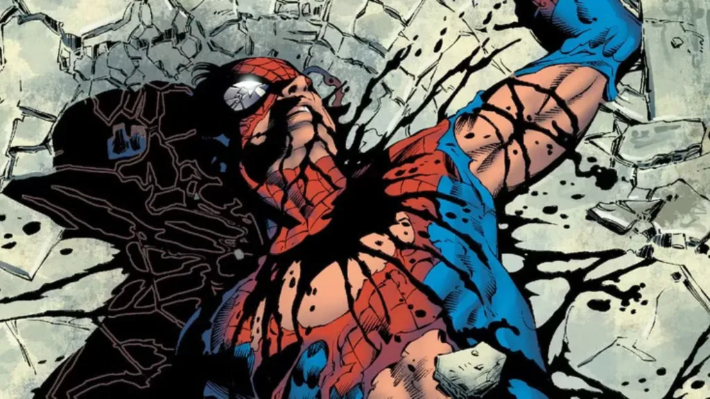 An injured Spider-Man
