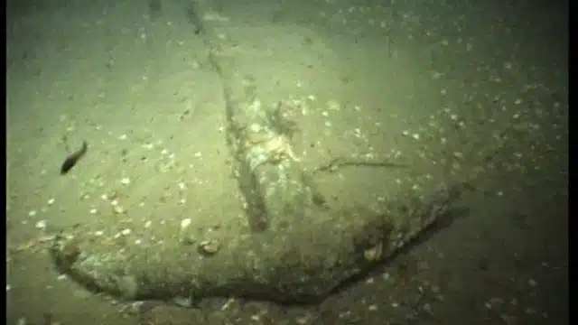 Anchor On The Seabed, Covered In Sediment And Marine Life.
