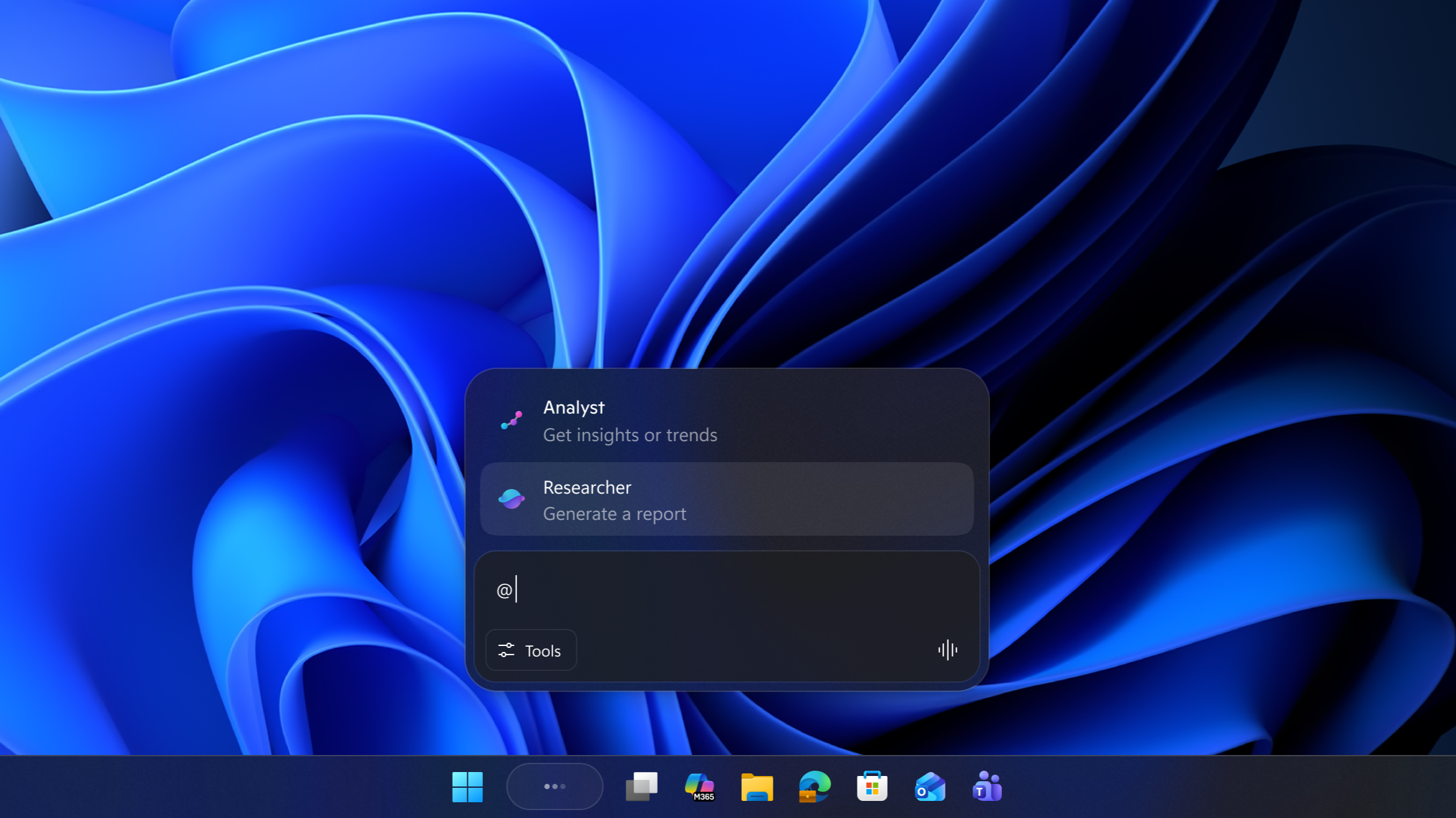 Invoking agent from Ask Copilot in Taskbar