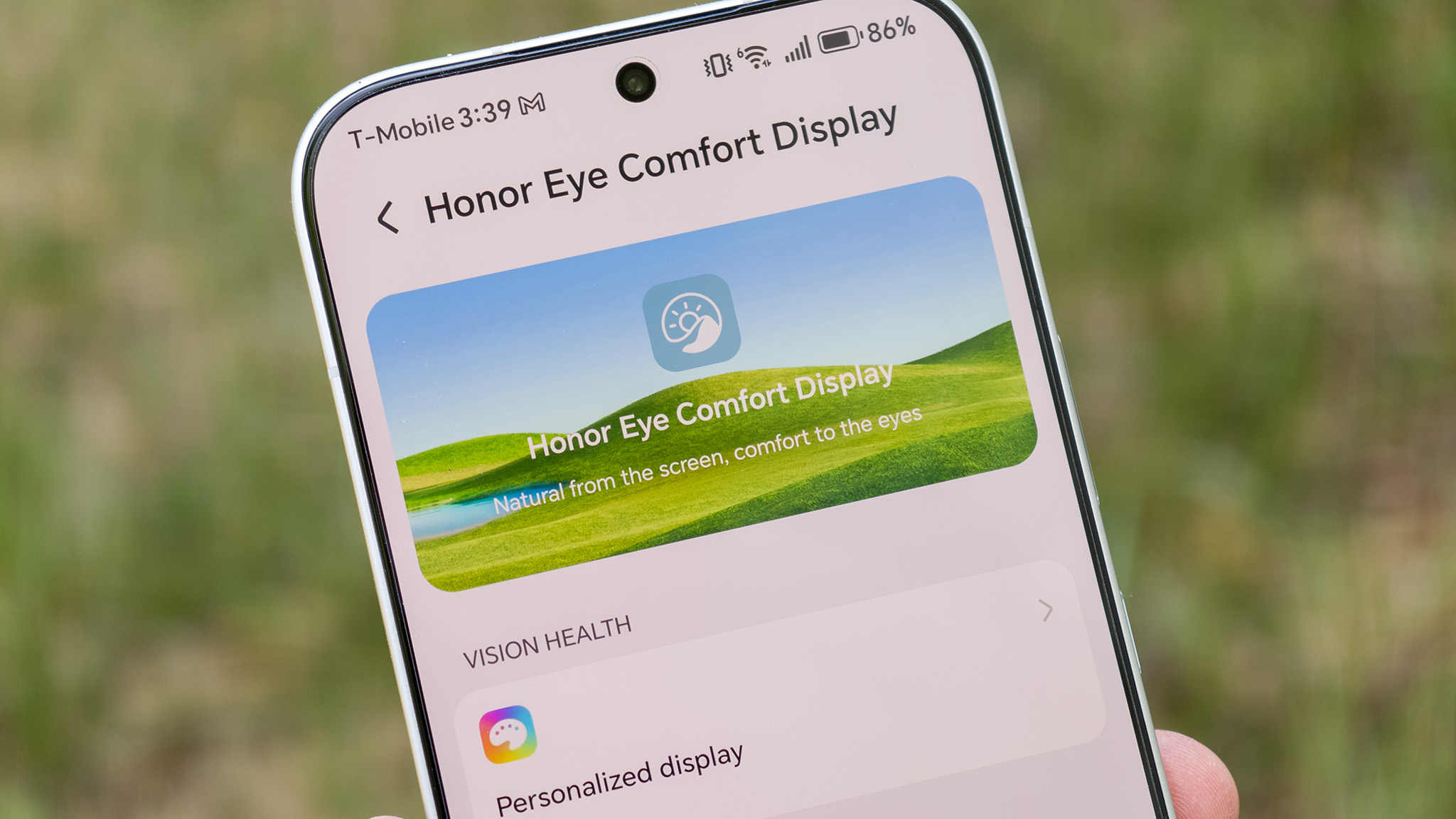 Honor's Eye Comfort Display settings on the Honor 600