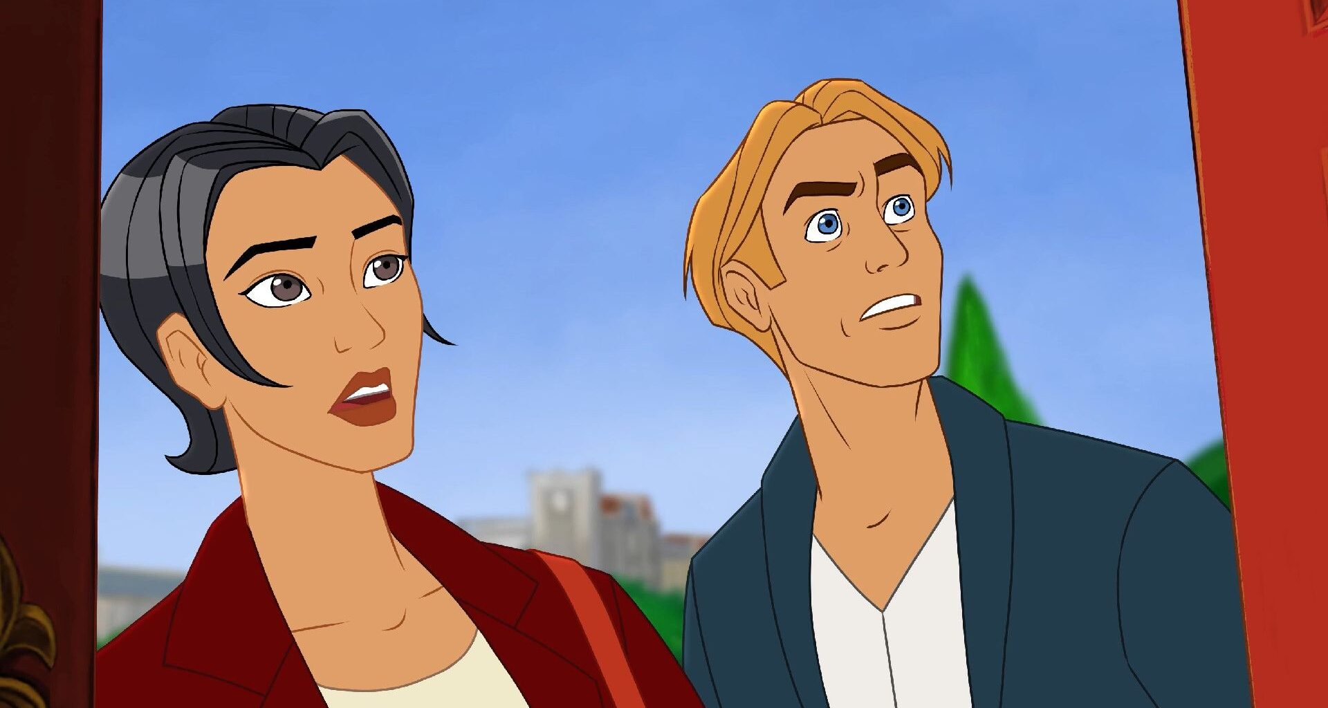 Two characters in Broken Sword - The Smoking Mirror Reforged looks surprised