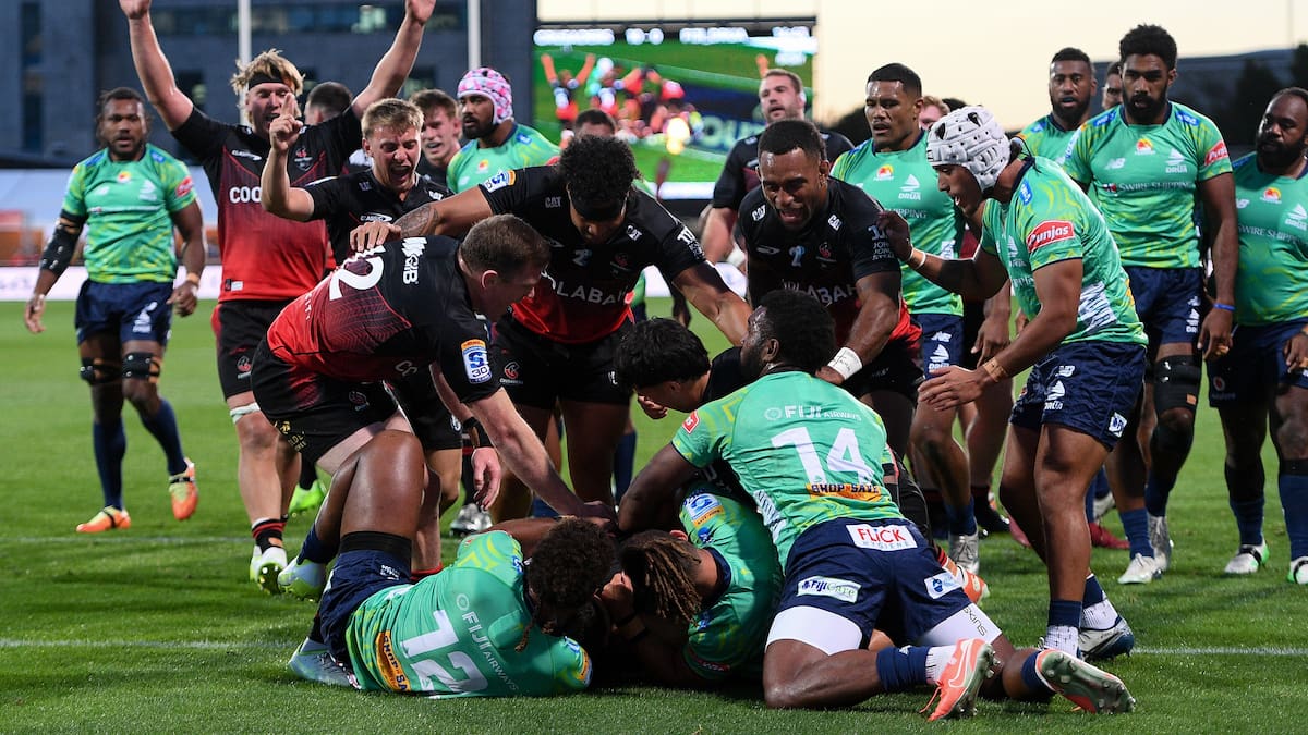 Crusaders v Fijian Drua: Codie Taylor scores four tries in 150th appearance as Crusaders run rampant