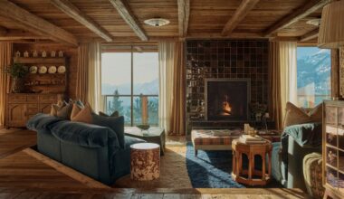 An atmospheric chalet in Crans-Montana, nestled into the side of a mountain, reimagined by Linda Boronkay