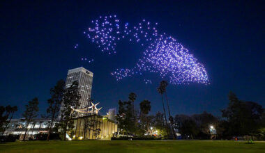 DRIFT celebrates LACMA's gallery opening with a glowing swarm of dancing drones