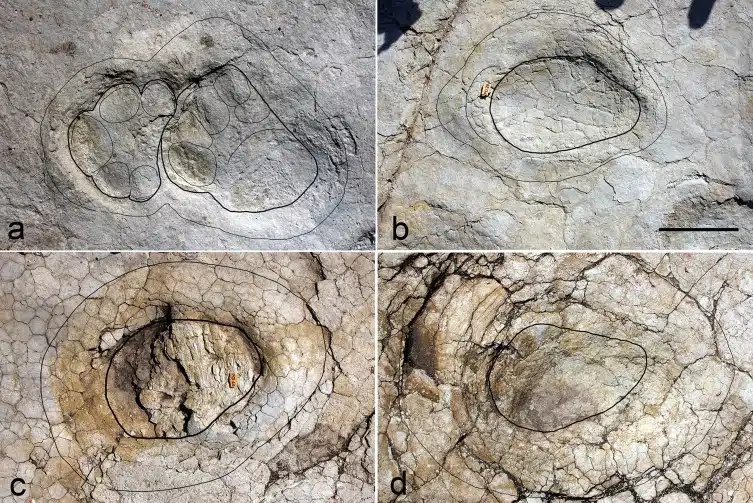 Detailed Dinosaur Footprints From Plagne, Revealing Anatomy And Motion.