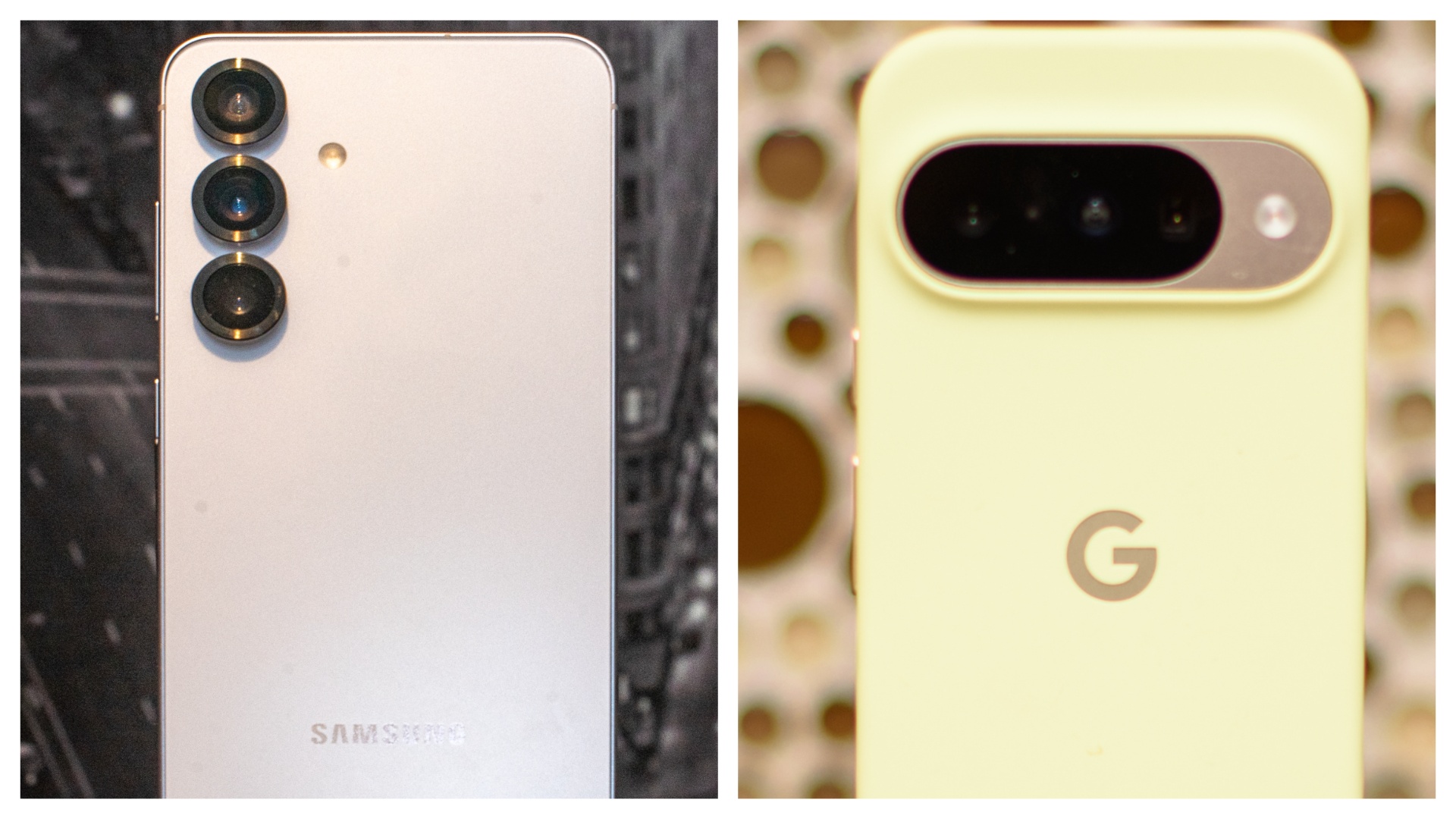A composite image of the Samsung Galaxy S25 and Google Pixel 10