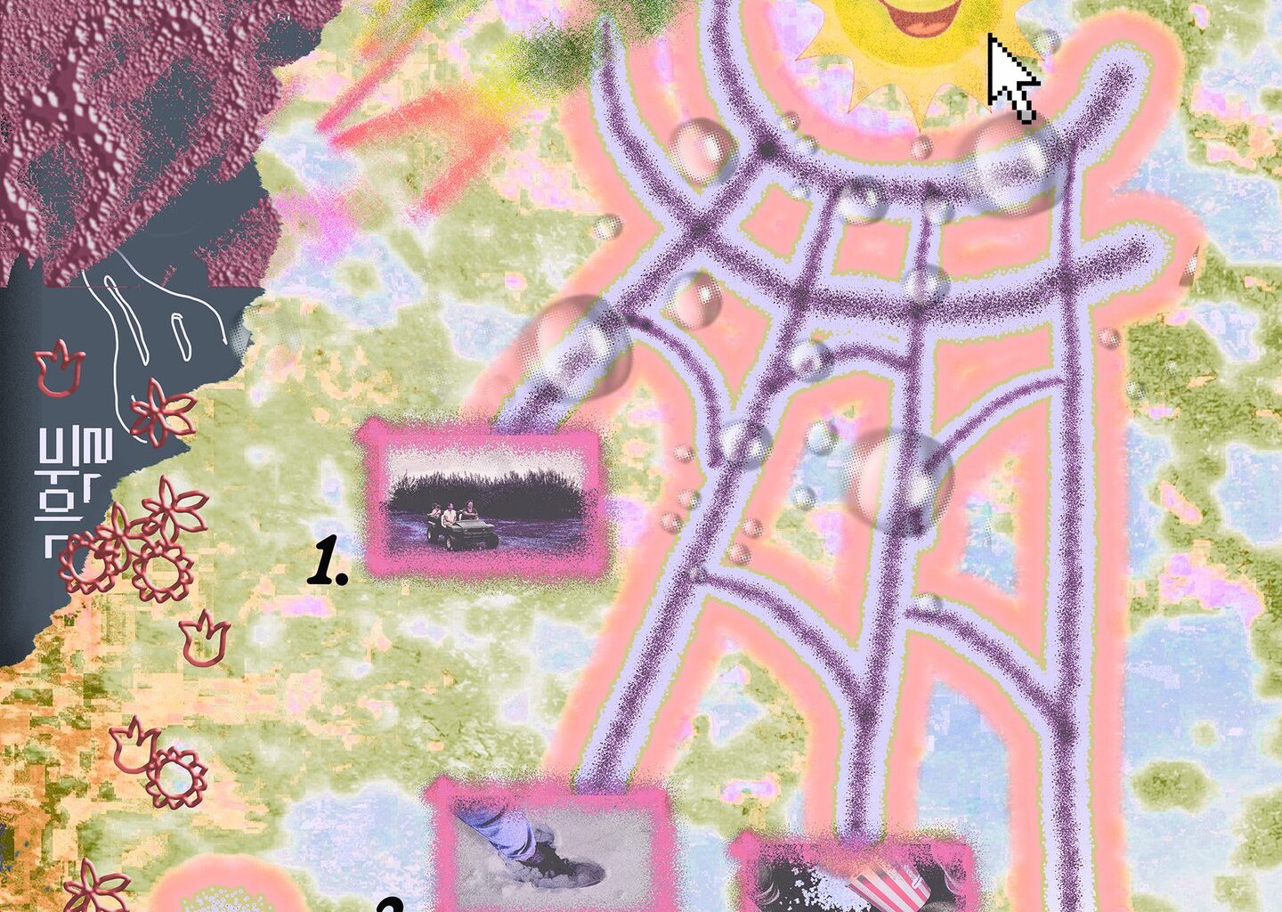 Nao Lee’s posters are digital terrains that hide small and unruly treasures for you to find