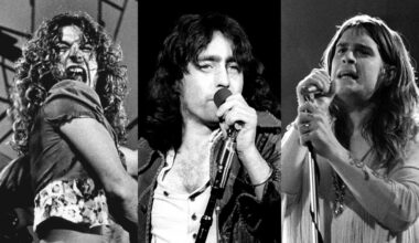 Robert Plant, Paul Rodgers and Ozzy Osbourne in 1973 onstage (composite image)