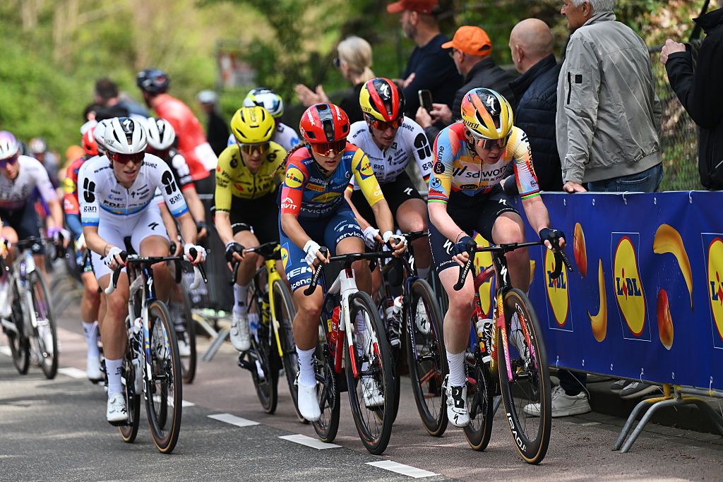 Fleur Moorsand Anna van der Breggen of Netherlands and Team SD Worx - Protime compete during the 12th Amstel Gold Race Ladies Edition 2026 (Photo by Luc Claessen/Getty Images)