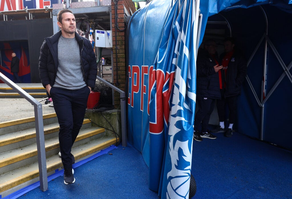 Everton manager Frank Lampard walks past the tunnel
