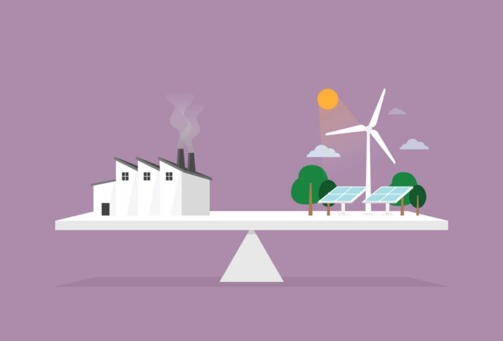 factory, solar panel, and wind turbine on a scale for sustainable energy concept factory, solar panel, and wind turbine on a scale for sustainable energy concept