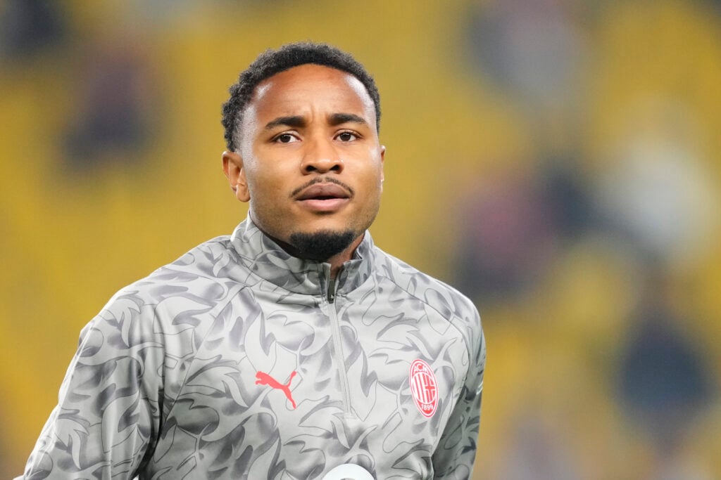 Christopher Nkunku centre-forward of AC Milan and France during the warm-up