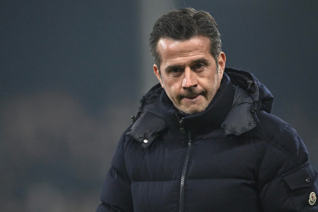 Manager of Fulham Marco Silva looks on during the Premier League match between Fulham and Chelsea