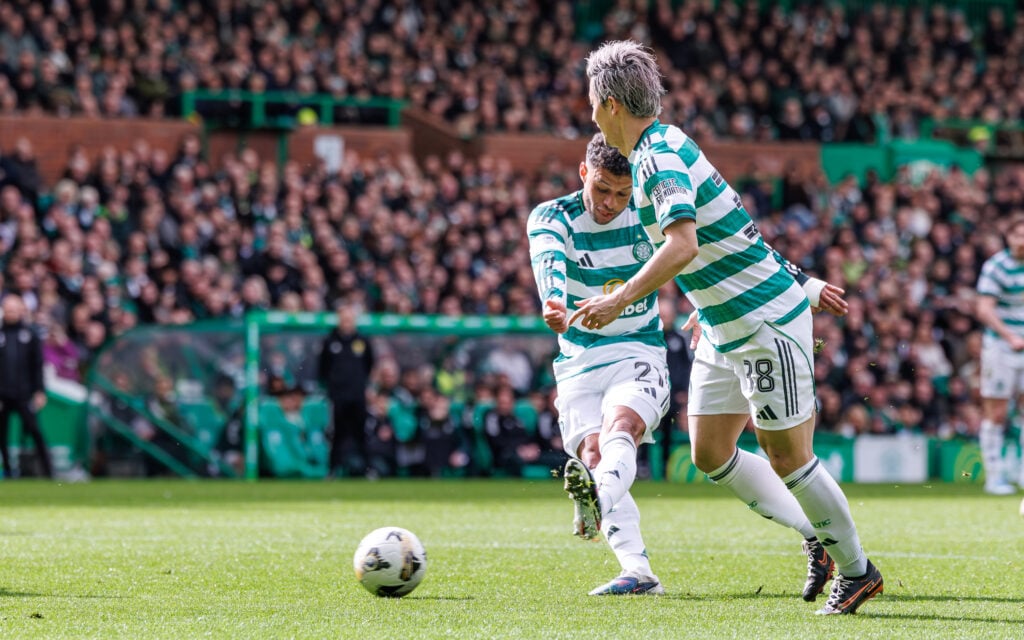 Daizen Maeda in action during Celtic v St. Mirren in the William Hill Premiership