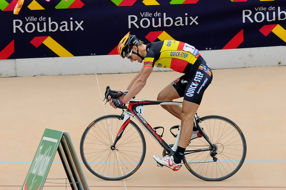 Cycling: 108th Paris-Roubaix 2010 Arrival / Roger HAMMOND (Gbr)/ Tom BOONEN (Bel) Deception Teleurstelling / Compiegne - Roubaix (259 Km)/ Parijs /(c) Tim De Waele (Photo by Tim de Waele/Corbis via Getty Images)