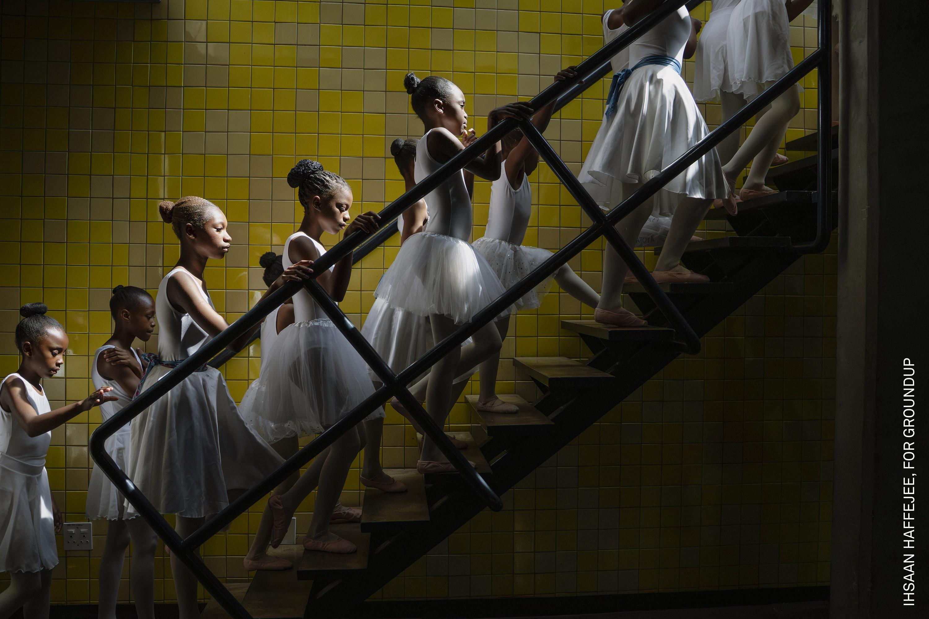 Young dancers from the Joburg Ballet School backstage at the Soweto Theatre during their year-end performance. Soweto, South Africa, 7 December 2025.
