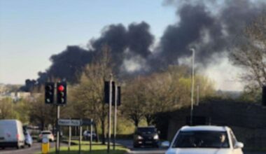 Dramatic scenes of huge fire at Cobbs Wood Industrial Estate, Brunswick Road, Ashford