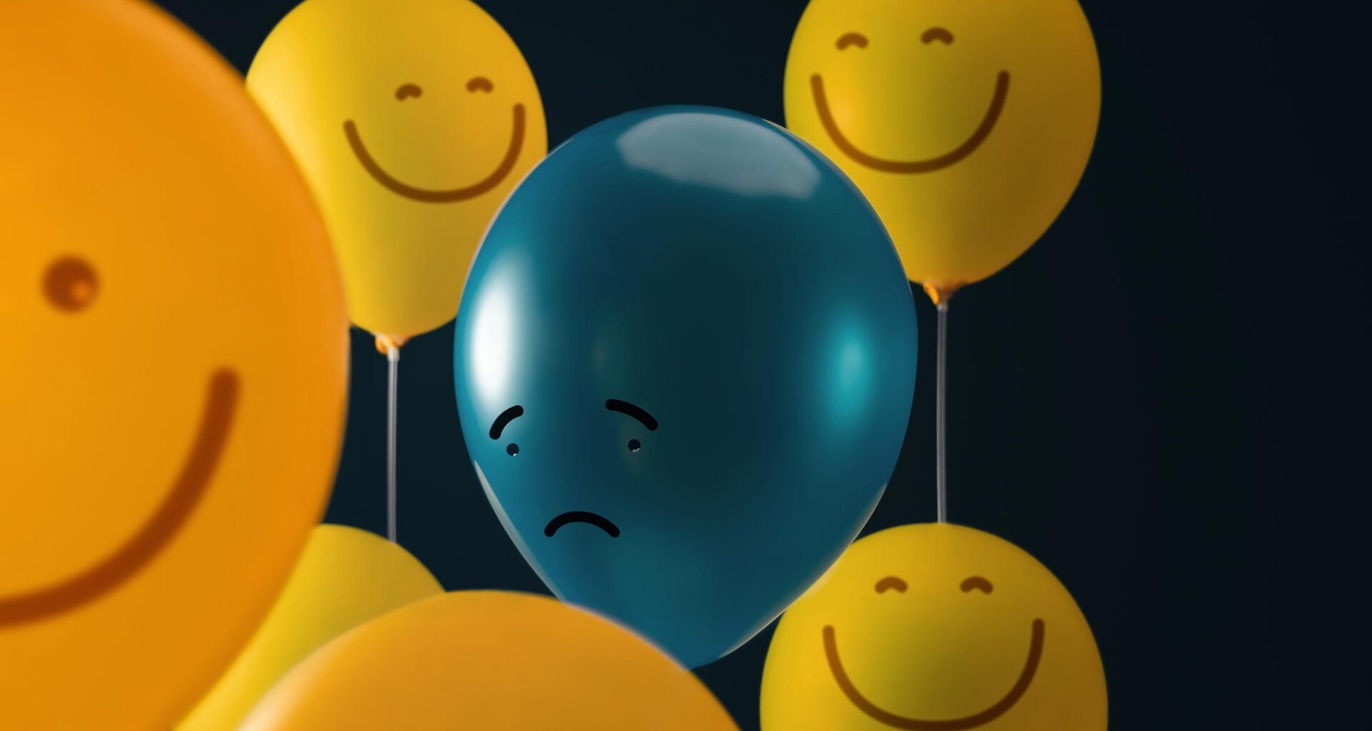 Happy Sad Balloon Faces Depression Mental Health Antidepressant Concept