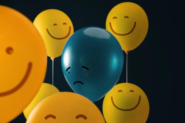 Happy Sad Balloon Faces Depression Mental Health Antidepressant Concept