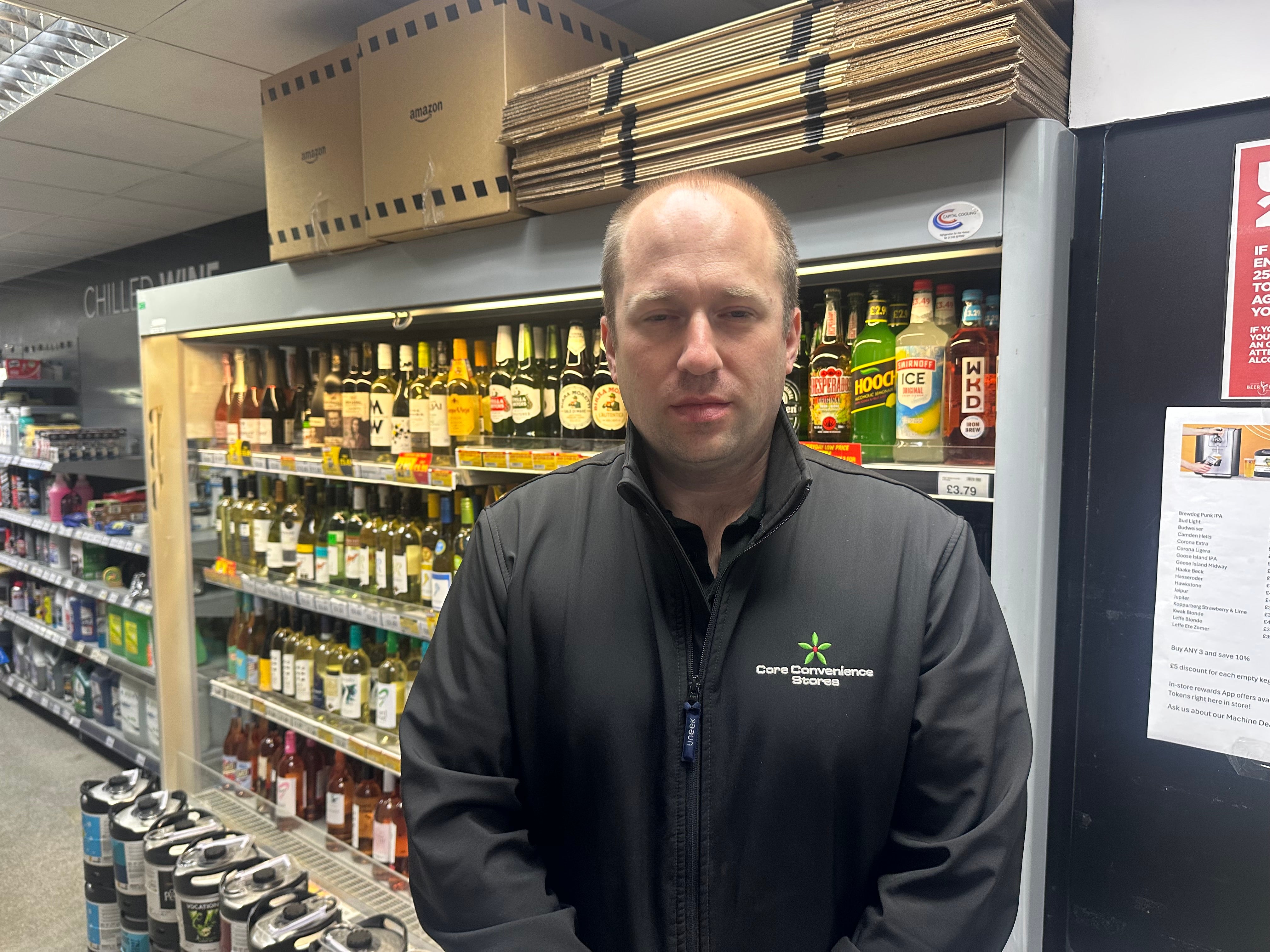 Andrew Board, who runs Core Convenience in Durham, often stops shoplifters attempting to flee his store