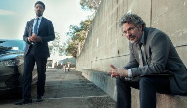 Corey Hawkins and Mark Ruffalo as Tillman and Lou in Crime 101
