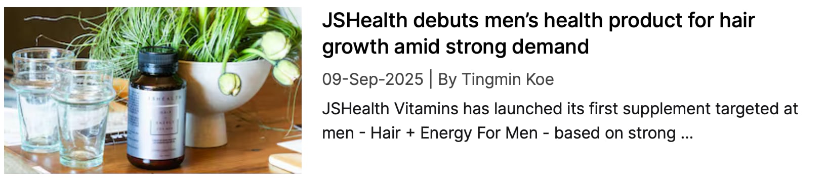 NutraIngredients coverage JSHealth Hair + Energy for Men