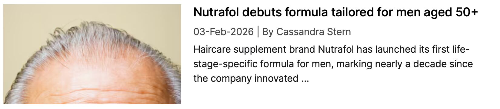 NutraIngredients coverage Nutrafol Men 50+