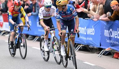 2025 Amstel Gold Race: Remco Evenepoel ahead of Tadej Pogačar and winner Mattias Skjelmose in the sprint for victory