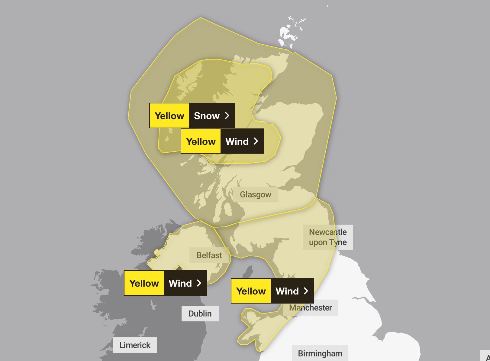 Multiple wind and snow warnings are issued for Saturday and Sunday