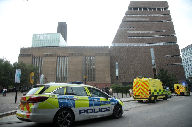 Emergency crews attending a scene at the Tate Modern art gallery following an incident where a child fell. (Credit: Yui Mok/PA Wire)