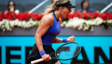 Sabalenka cheers on Badosa from her player's box in Madrid