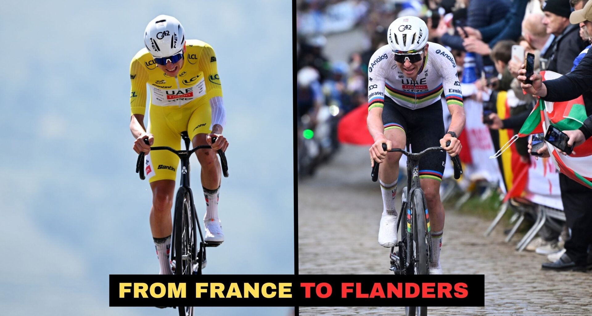 Pogačar transformation from Tour de France to Tour of Flanders