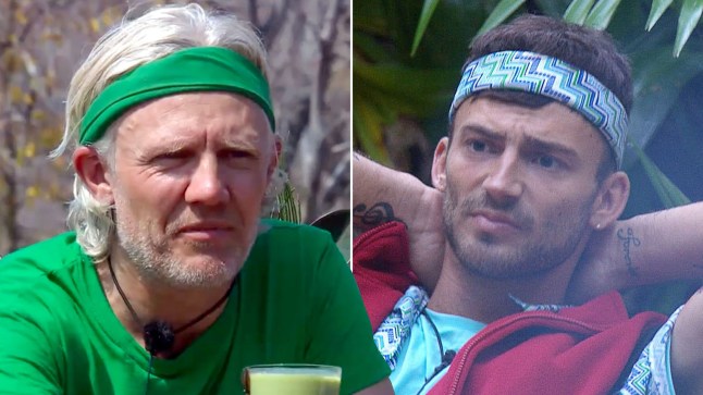 A split image of Jimmy Bullard and Jake Quickenden on I'm a Celebrity