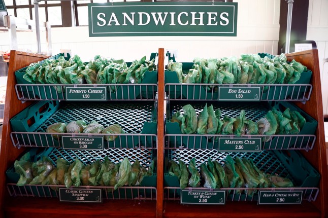AUGUSTA, GEORGIA - APRIL 11: A general view of sandwiches at concessions during the final round of the Masters at Augusta National Golf Club on April 11, 2021 in Augusta, Georgia. (Photo by Jared C. Tilton/Getty Images)